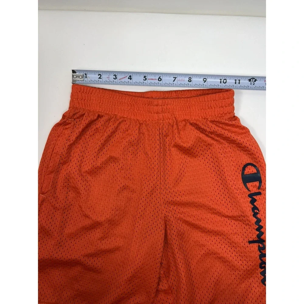 Champion‎ Shorts Youth Sz M Orange Mesh Athletic Elastic Waist Pockets
